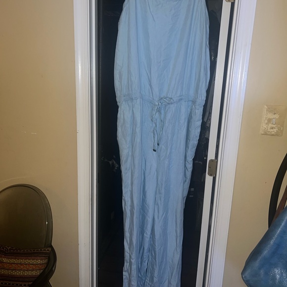 LOFT Chambray Soft Blue Zip-Up Jumpsuit XXL Tall - Picture 4 of 6